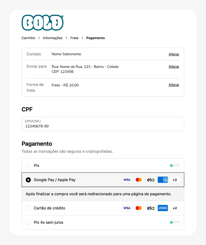 Apple Pay Google Pay Checkout Bold