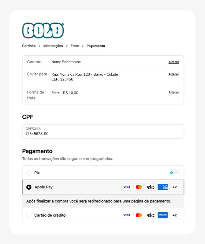 Checkout Bold Snacks Apple Pay